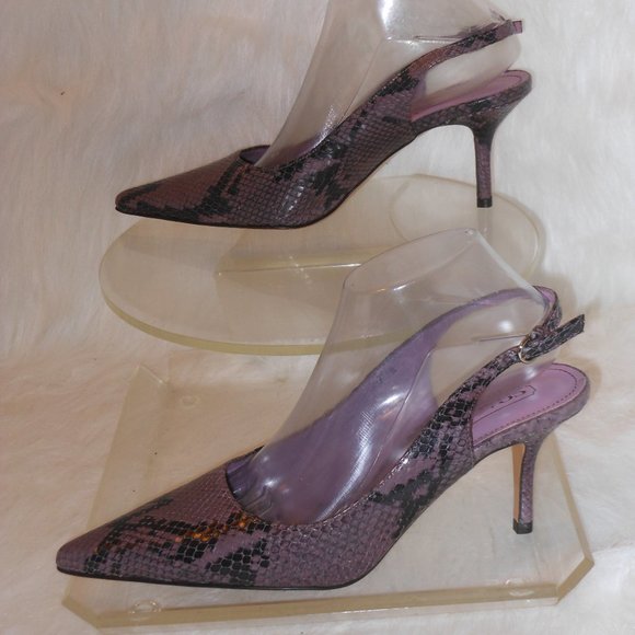 Coach Alena Snakeskin Purple Leather Pointy Slingbacks Heels Womens Size 9 M - Picture 4 of 12